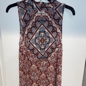 American Eagle Bohemian Sleeveless flowy Dress with Geometric Print